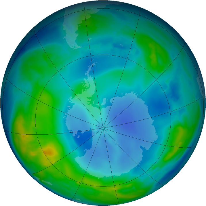 Antarctic ozone map for 29 May 2013